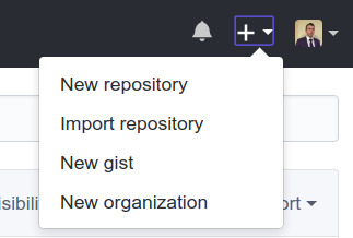 screenshot of the button new repository 